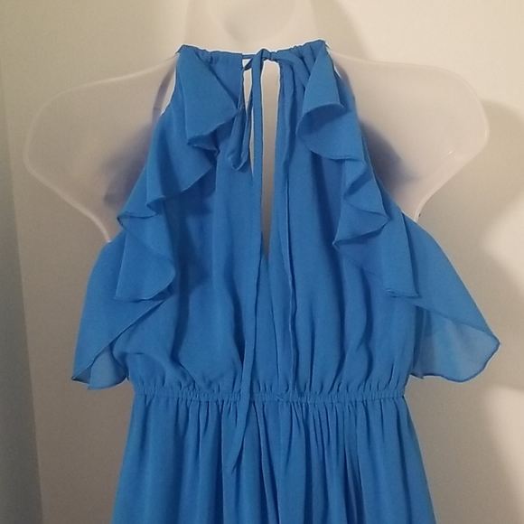 Blue chiffon summer gown - Picture 3 of 5